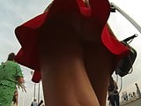 Hot Red Dress Upskirt 